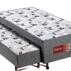 Cama Box c/Auxiliar Conjugado Solteiro - Polar: Colchão Ortopédico Compact Plus Gray - Solteiro (88 x 188 x 40)